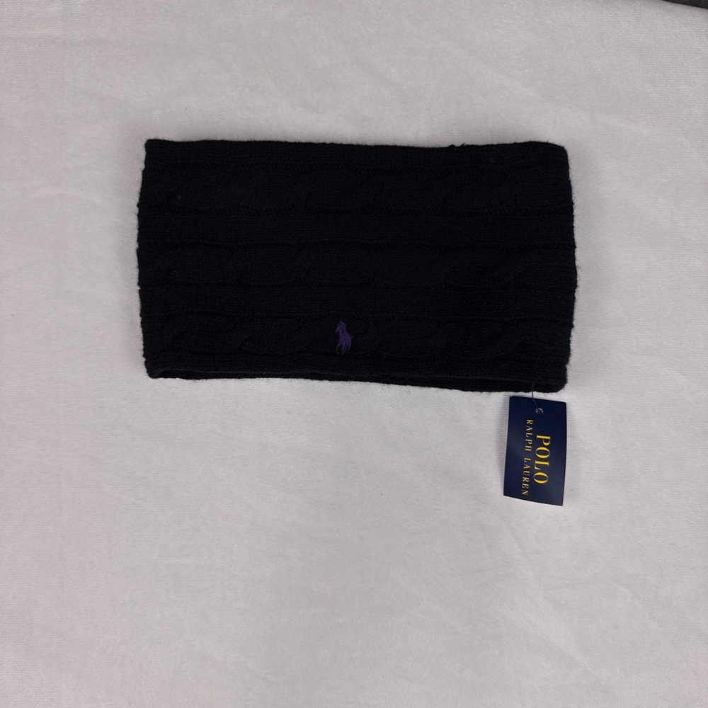 Polo Ralph Lauren Black Merino Wool Cashmere Cable Knit Headband 4PF129β NWT
